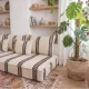 Set of striped Moroccan floor cushions handwoven.