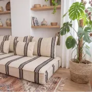 Ensemble de coussins de sol rayés marocains tissés à la main