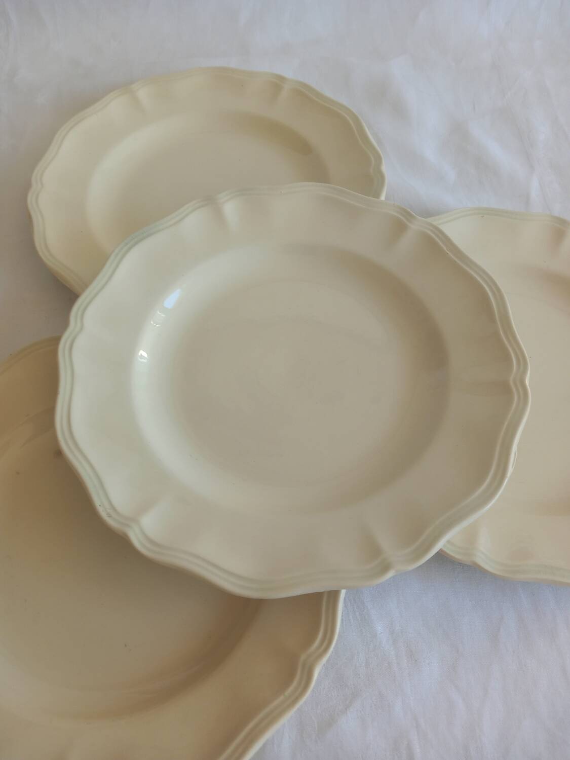 Set of 4 Digoin Sarreguemines Soup Plates – Ivory French Ironstone