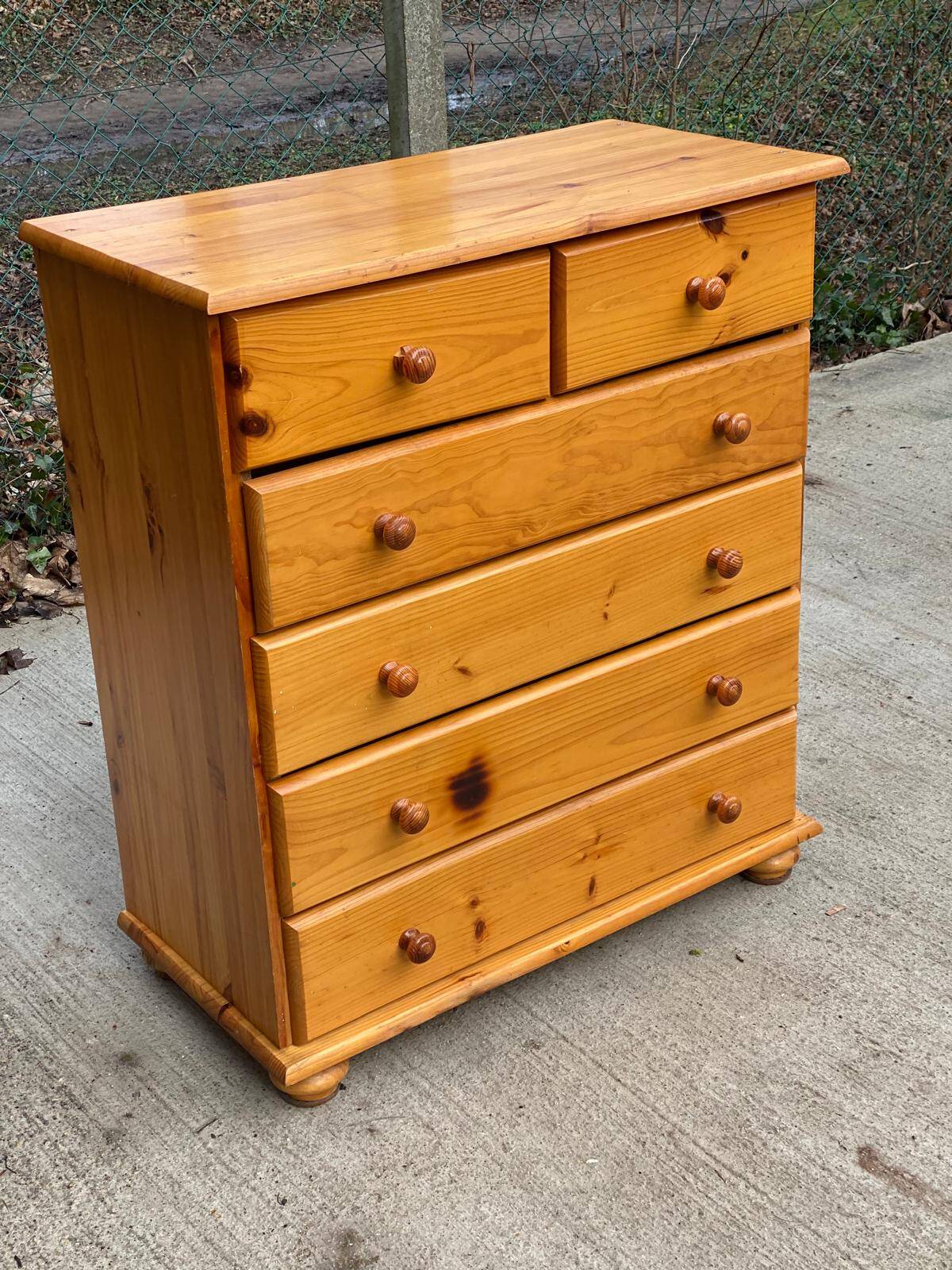 Commode 6 tiroirs en pin massif