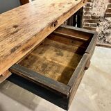 Old wood and cast iron workbench