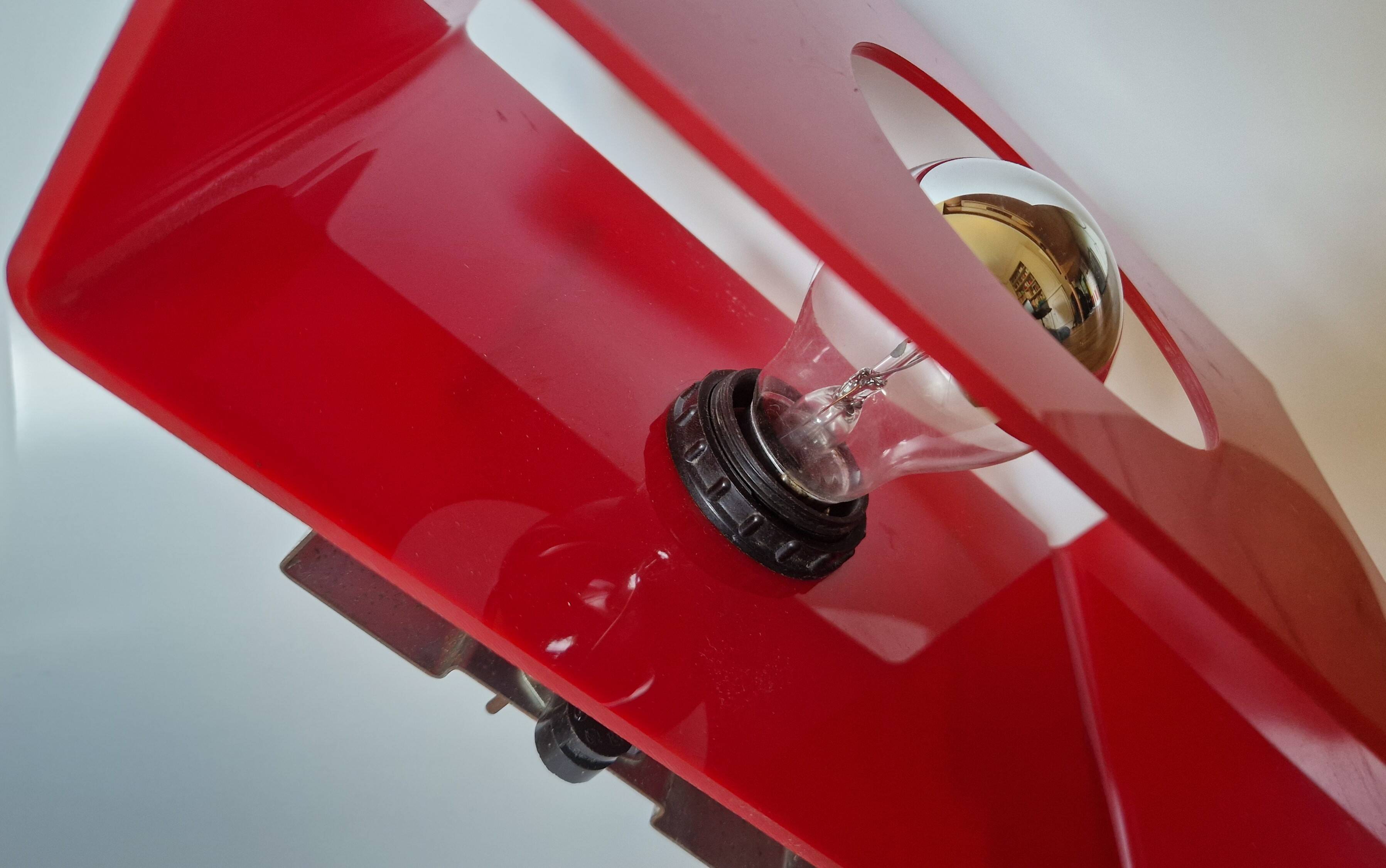 Vintage red disco wall light 1970 Jocelyne Trocmé