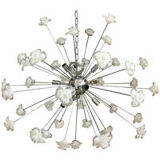Suspension fleurs blanches verre de murano spoutnik