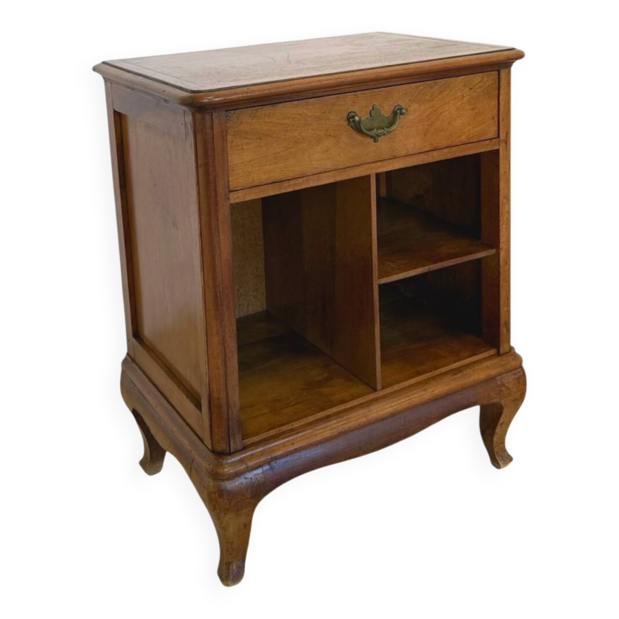 Antique Italian bedside table in solid walnut, 1920s/1930s