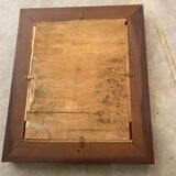 PORTRAIT OF A MAN AND HIS GUITAR OIL PAINTING 1940S