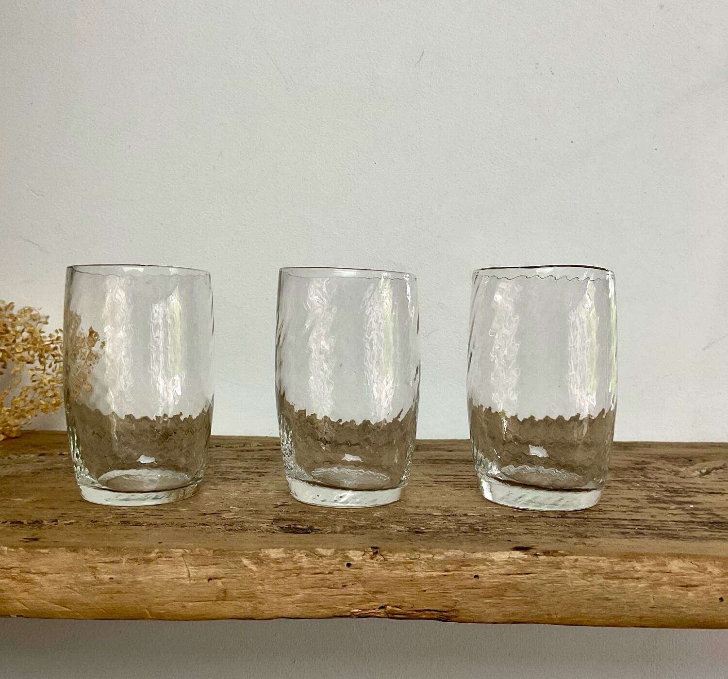 9 small vintage twisted glasses