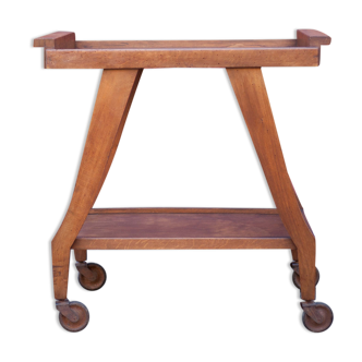 Wood service trolley with wheels