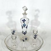 Italian Art Nouveau glass liquor set from 1920s