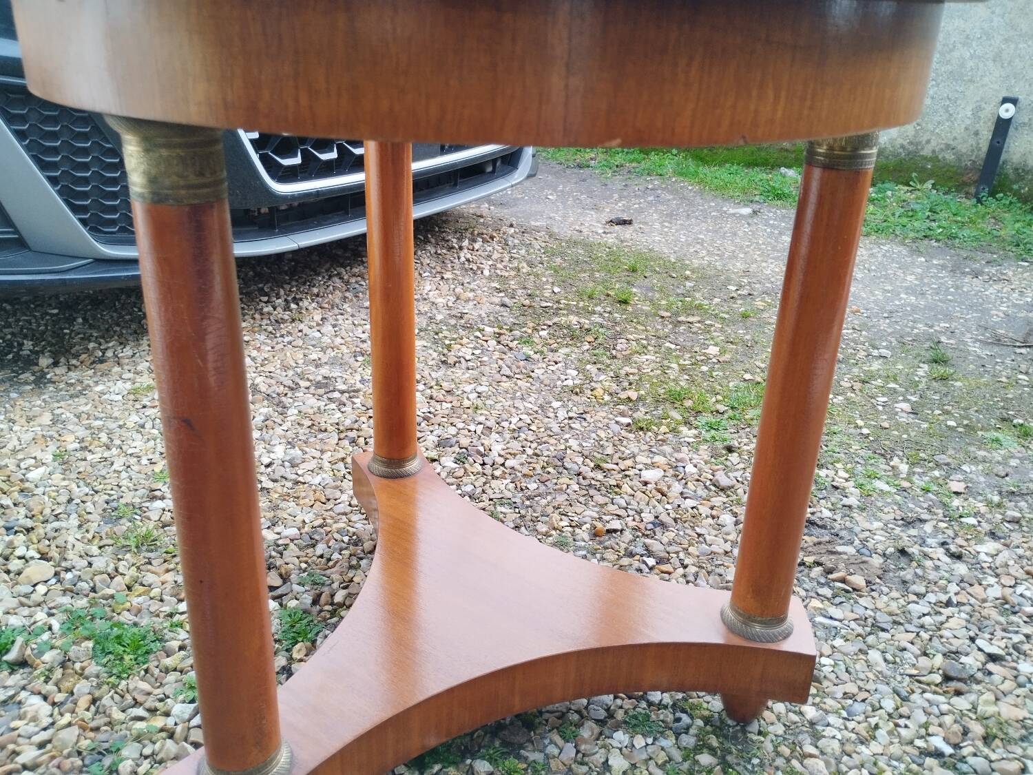 Empire style pedestal table with marble top