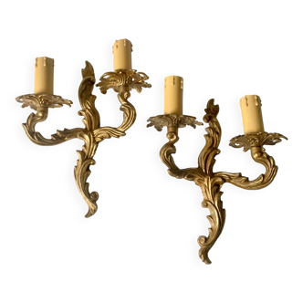 Pair of vintage Louis XV style bronze wall lights