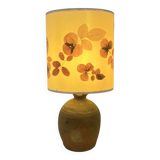 Vintage brutalist stoneware ceramic lamp base with dried flower shade