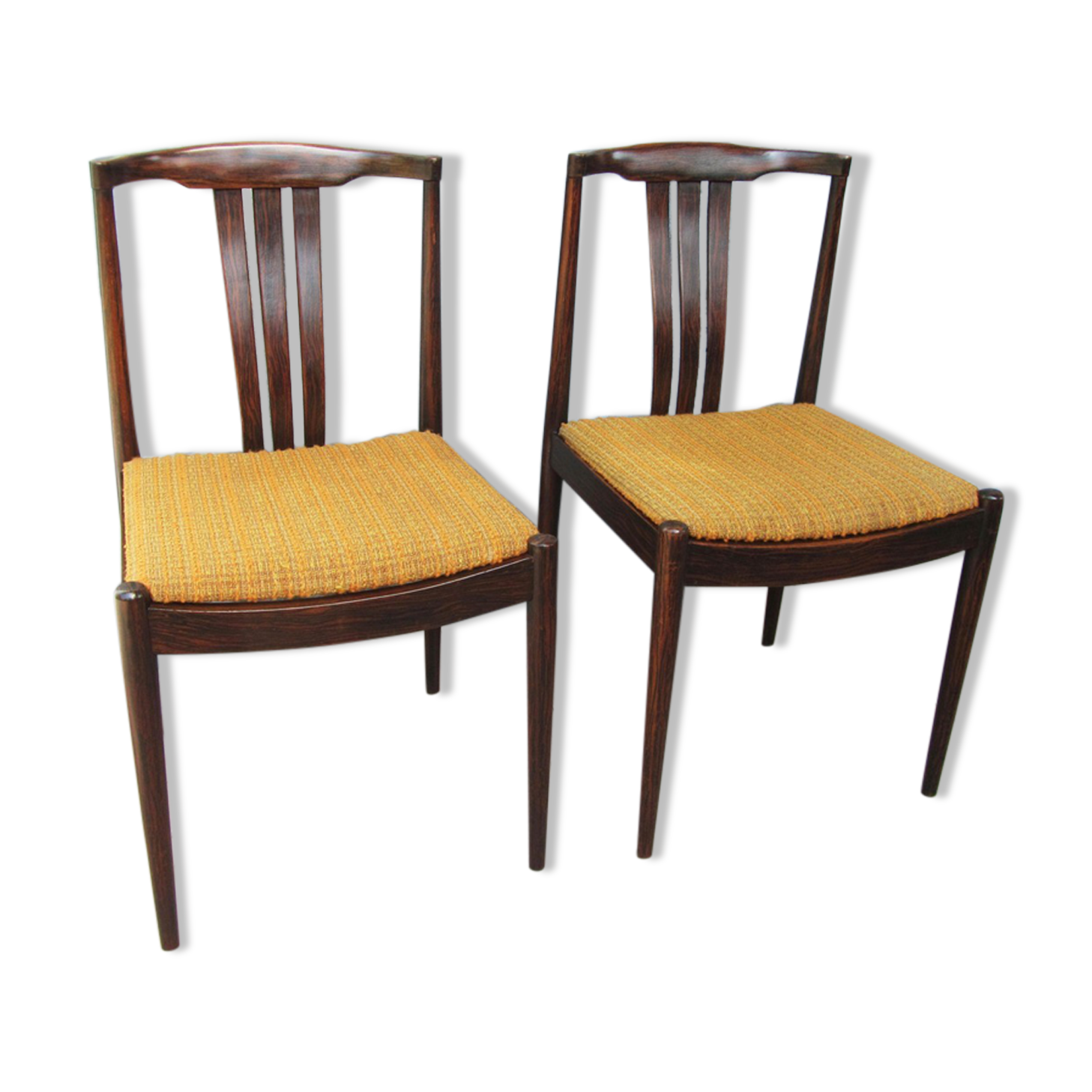 Danish Modern Slat Back Dining Chairs in Rosewood, Set of 2