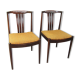 Chaises de salle à manger danoises modernes à lattes en palissandre, Ensemble de 2