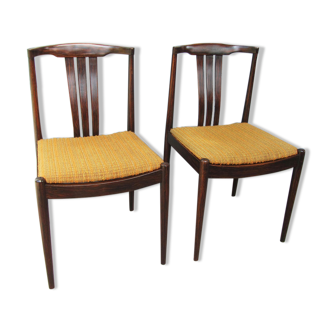 Danish Modern Slat Back Dining Chairs in Rosewood, Set of 2