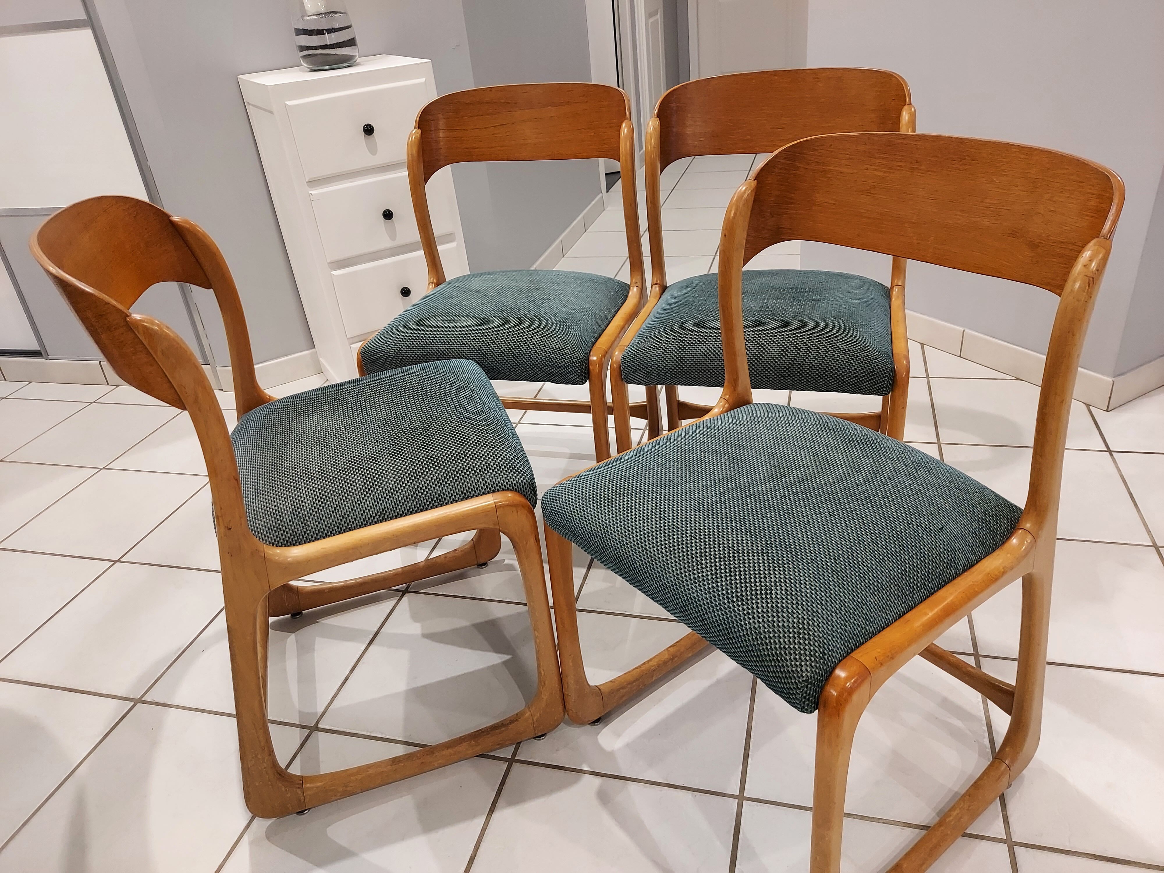Suite of 4 Baumann chairs model Vintage sleigh 1970s