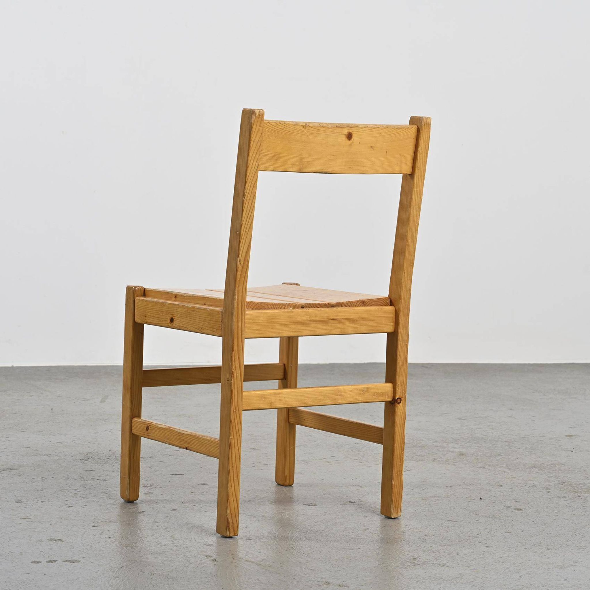 Set of six solid pine chairs by Maison Regain
