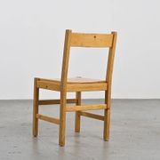 Set of six solid pine chairs by Maison Regain