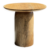 Side table in solid teak with a circular top, column base H51.5 D50.