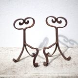 Wrought iron fireplace andirons