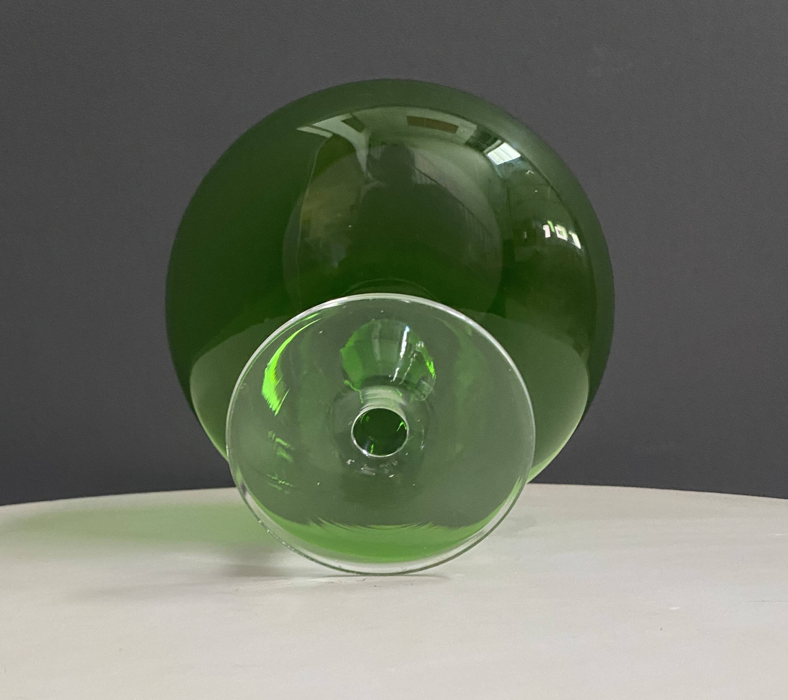 Empoli green large cognac glass shape vase 1960s