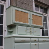 Renovated vintage Mado sideboard – Celadon green & natural cane