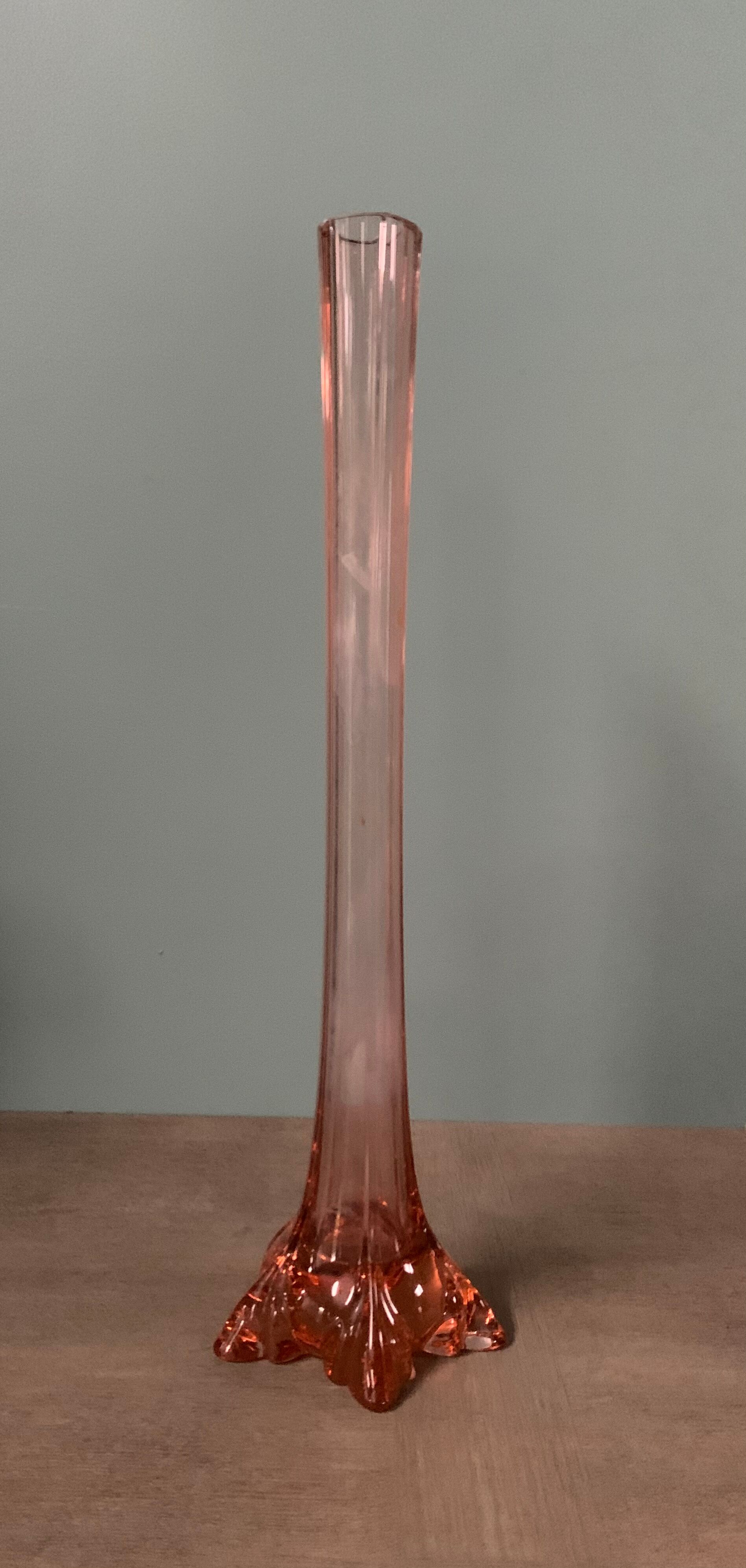 Solifore vase in coral rosé glass 1940