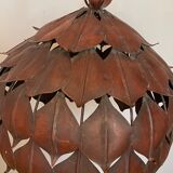 1970s metal chandelier Hans Kogl leaf patterns