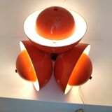 Living room lamp with 4 lights in orange color lacquered metal circa 1970