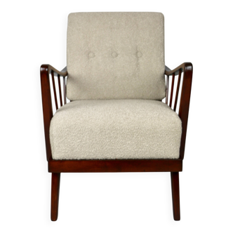 Art Deco Beige Boucle Armchair, 1960s