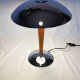Large double bulb liner lamp, chrome and wood, 1980