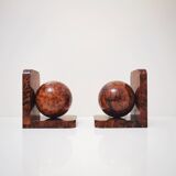 Art Deco Bookends in Solid Polished Burl Wood