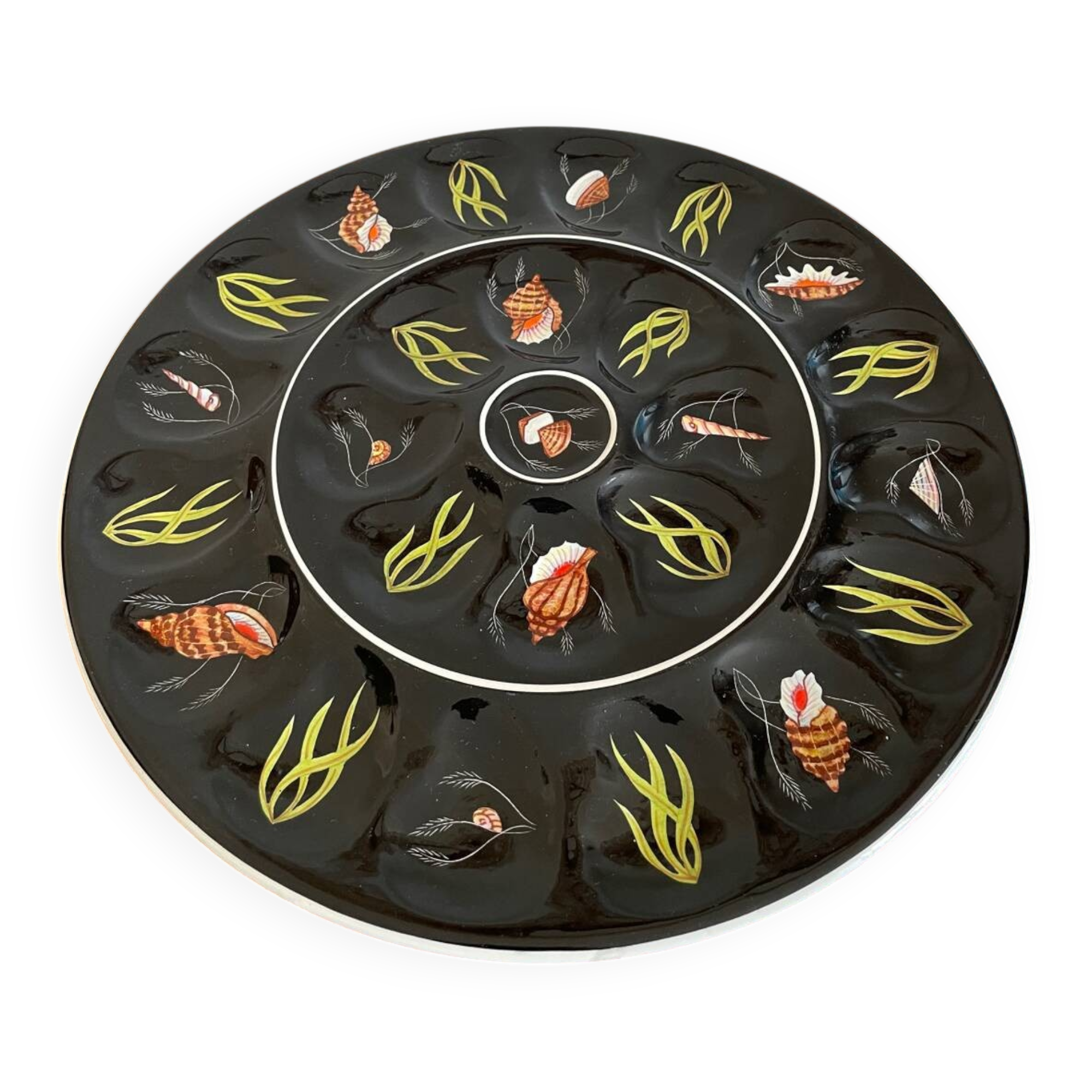 Large oyster plate, shellfish Henriot Quimper