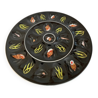 Large oyster plate, shellfish Henriot Quimper