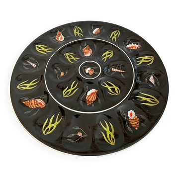 Grand plat à huîtres, coquillages Henriot Quimper
