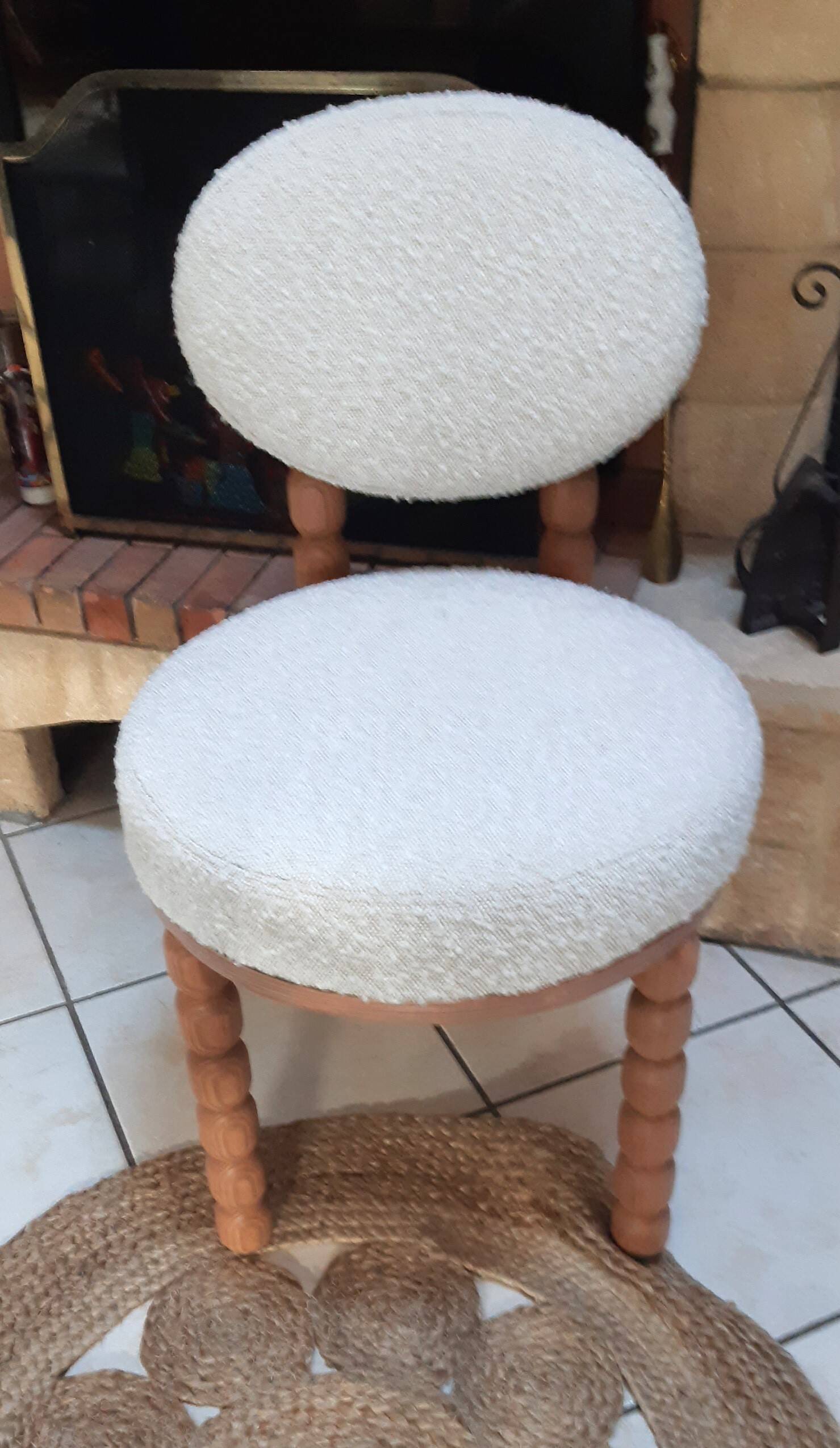 Beige boucle chair and oak wood NV GALLERY