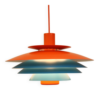 Unique blue and orange pendant lamp by Form Light model 52610, Denmark 70s.