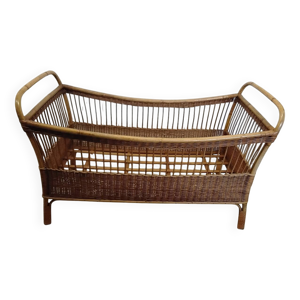 Lit enfant en rotin vintage