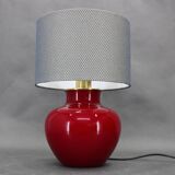1970s Italian VeArt Glass Table Lamp with Fabric Lamp Shade