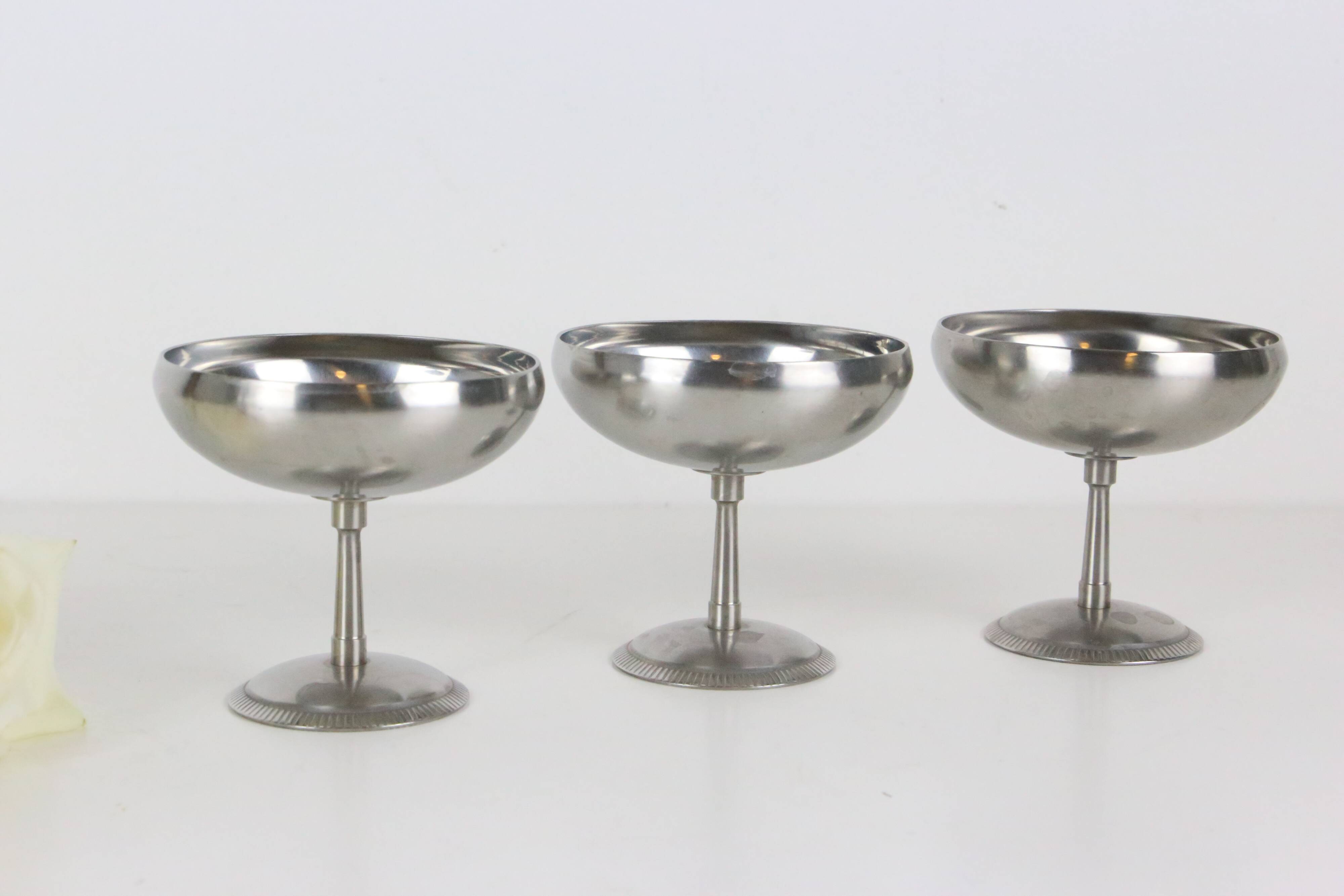 Set of 6 stainless steel bowls by Letang-Remy, vintage French, 1970s