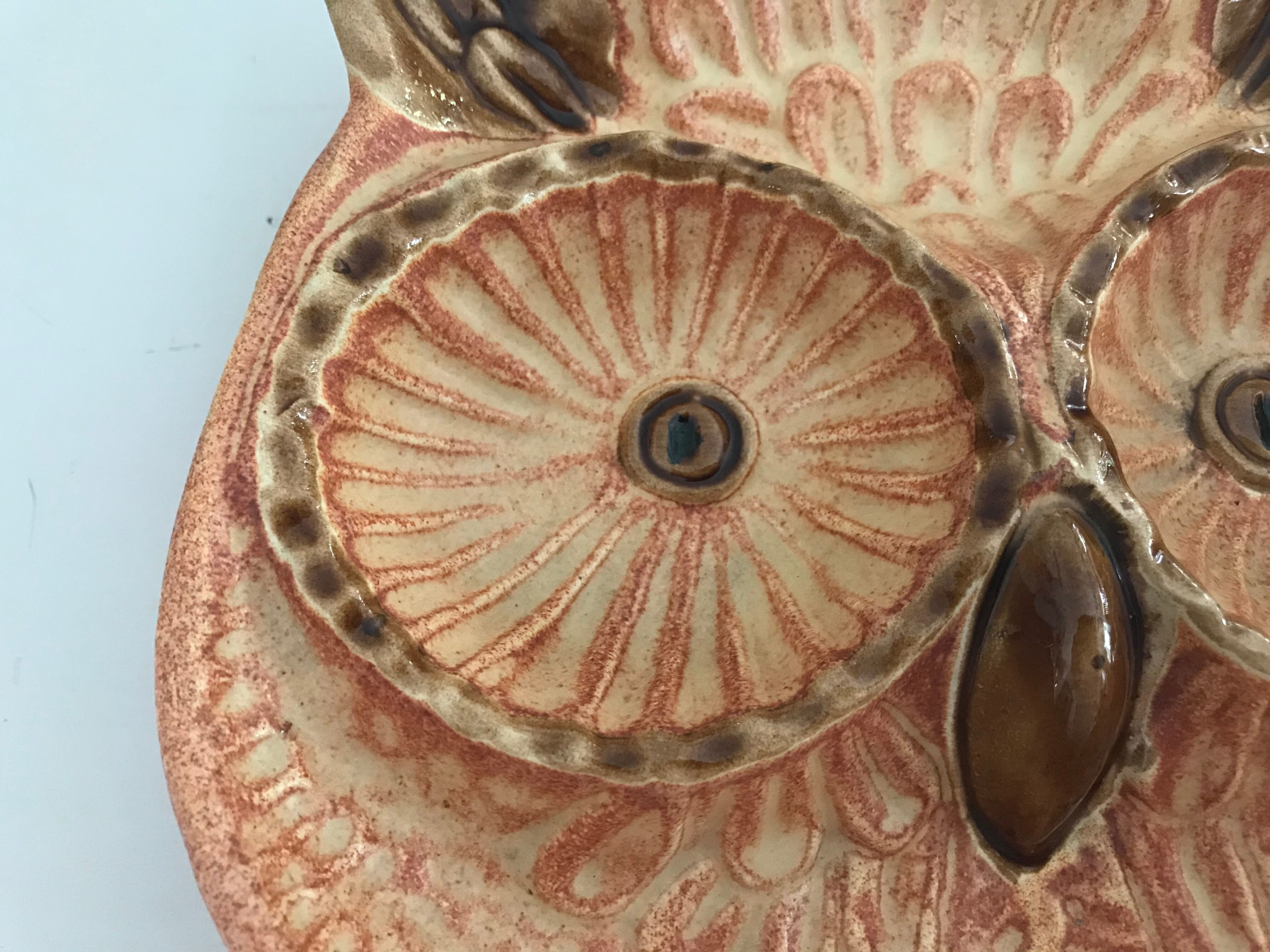 Vallauris ceramic owl trinket bowl