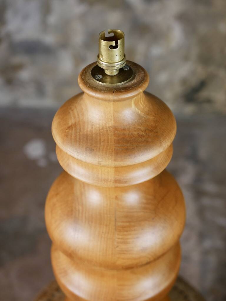 Large turned wooden lamp base, French work, 1960s