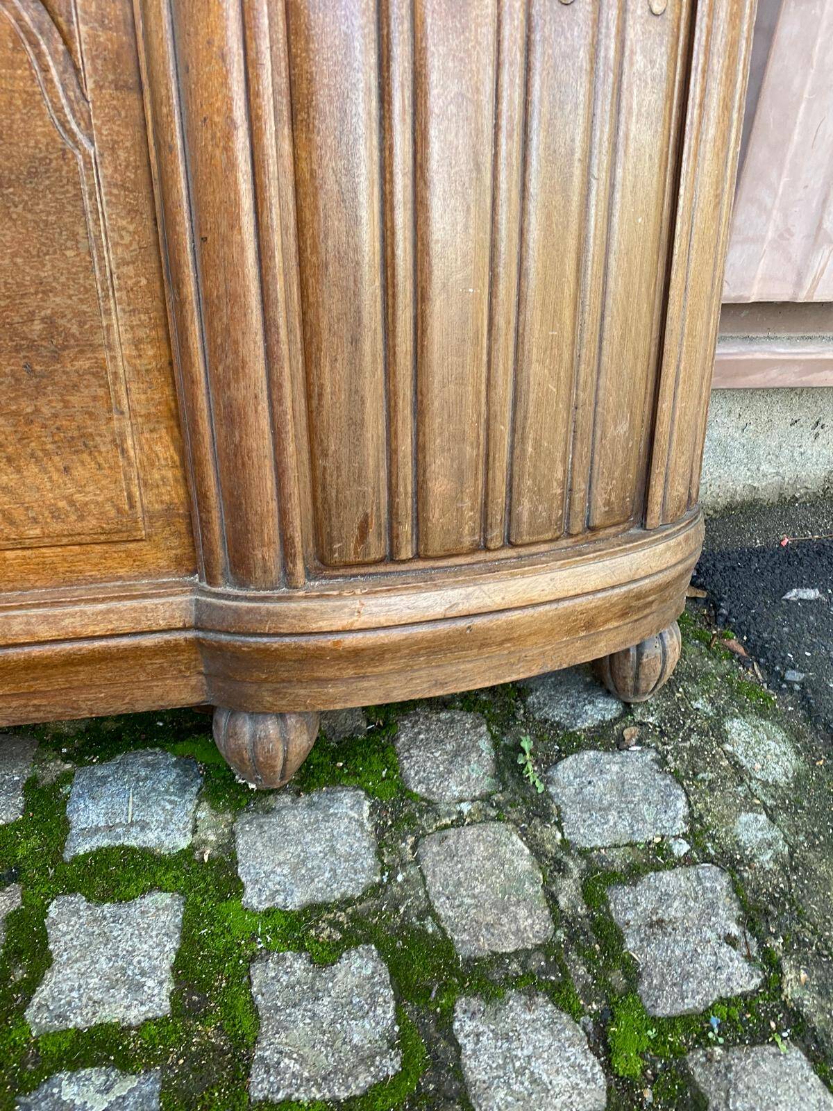 Art Deco bed leg in solid oak, 1960, 136cm