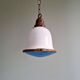 Suspension Bauhaus en opaline blanche et verre satiné bleu, années 1920