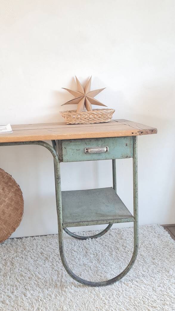 Wood and metal desk circa the 1950s.