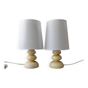 Paire de lampes en albâtre, années 70-80
