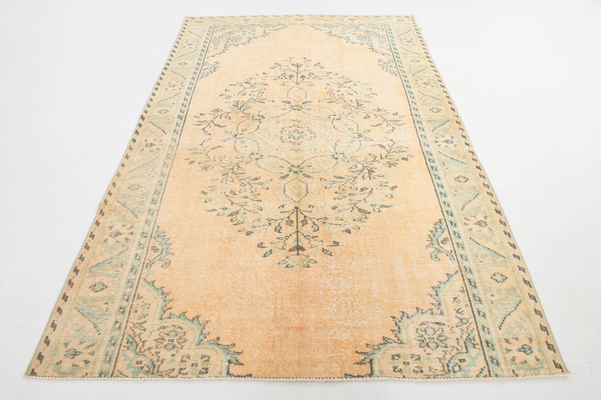 Mustard Yellow Vintage Rug, Handmade Persian Rug, 180x277 Cm