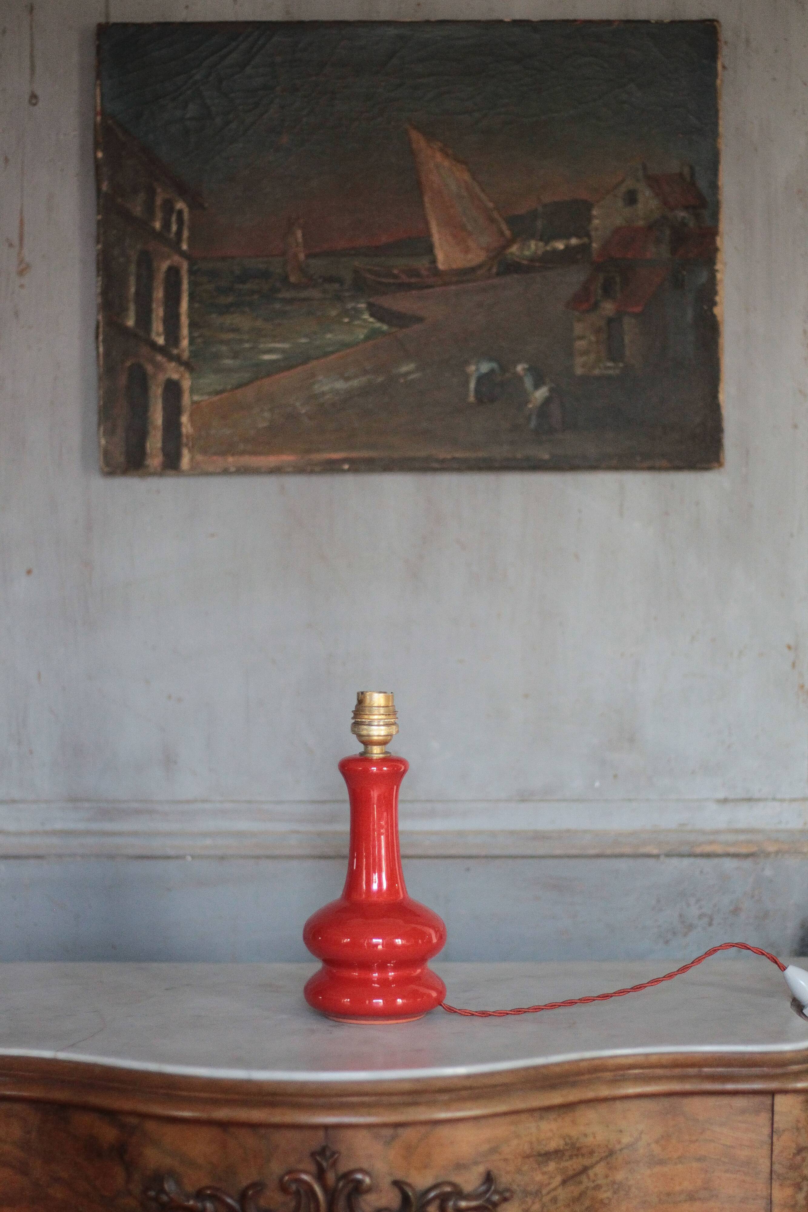 Glazed terracotta lamp, vintage lamp, table lamp, bedside lamp,