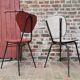 Pair of metal chairs vinyl red and white speckled black, Cimca brand