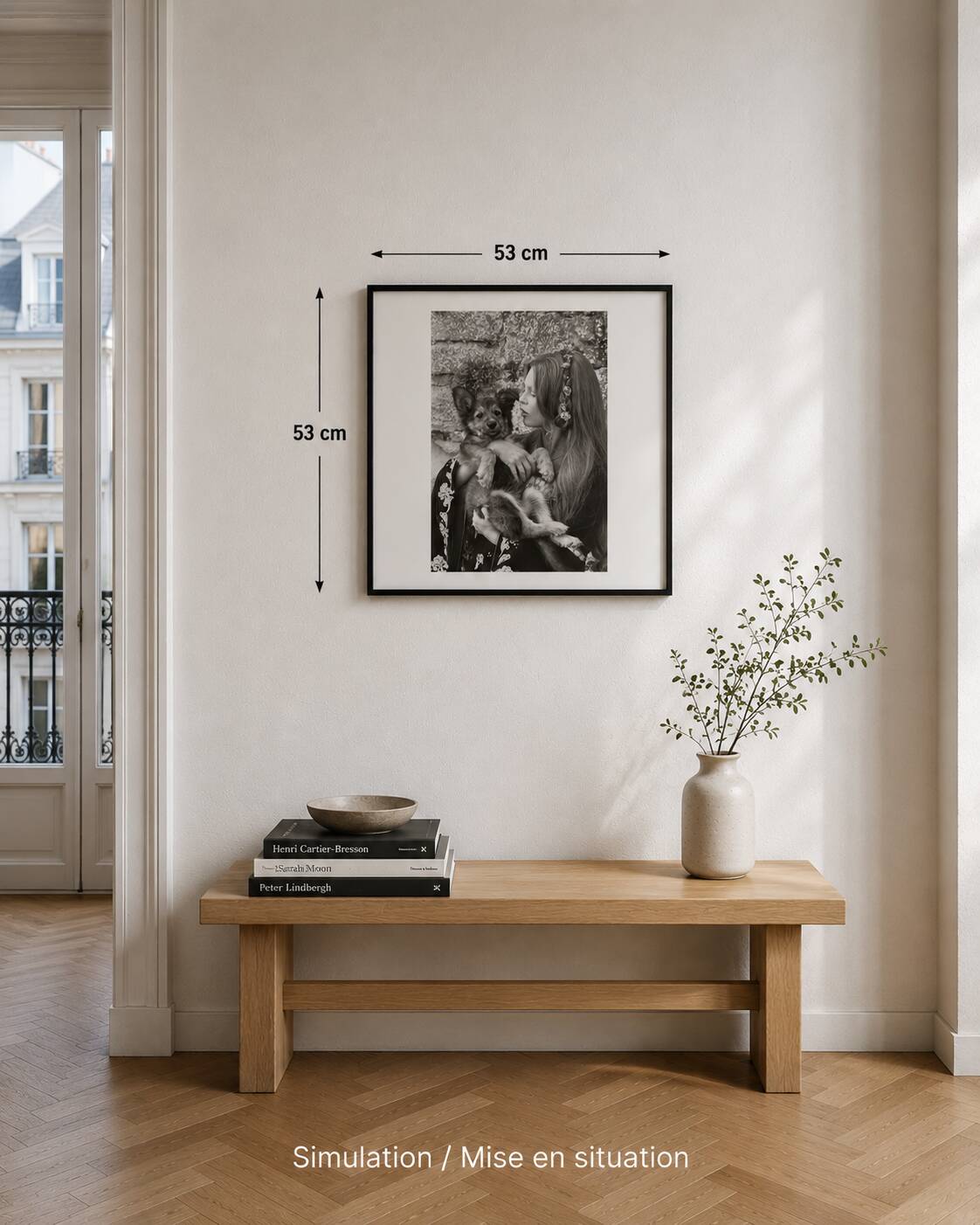 Brigitte Bardot, framed vintage black and white offset reproduction 53 cm