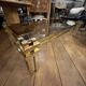 Vintage Romeo Rega coffee table, smoked glass, brass and chrome metal, Hollywood Regency design 1970s